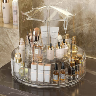 Clear Rotating Transparent Cosmetics Storage Box Organization
