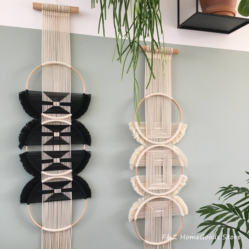 Creative Wooden Round Macrame Tapestry Wall Hanging Decoration - Image 2