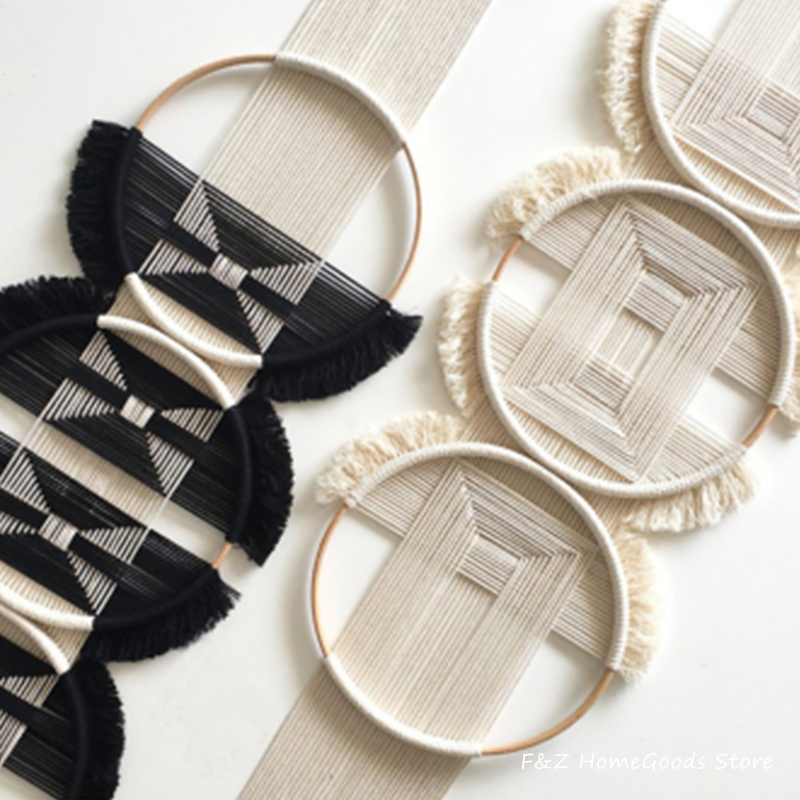 Creative Wooden Round Macrame Tapestry Wall Hanging Decoration - Image 3