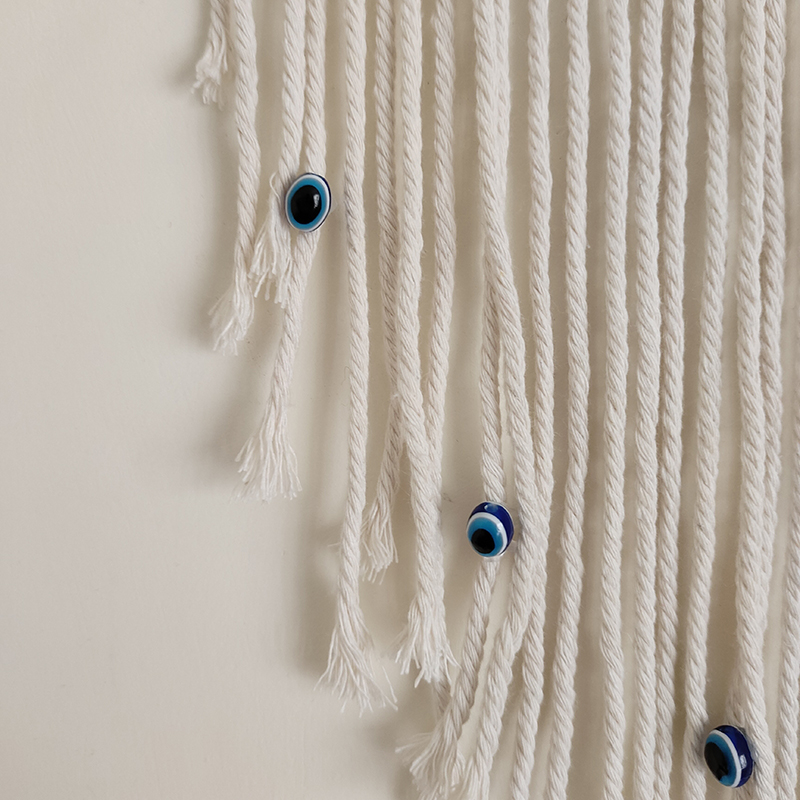 Handmade Wall Hanging Macrame Tapestry with Turkish Evil Eye - Image 3