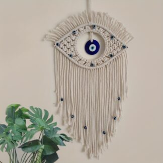 Handmade Wall Hanging Macrame Tapestry with Turkish Evil Eye
