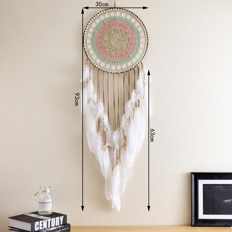 Woven Round Dream Catcher with Feather Tassel for Bedroom Decor - Image 2