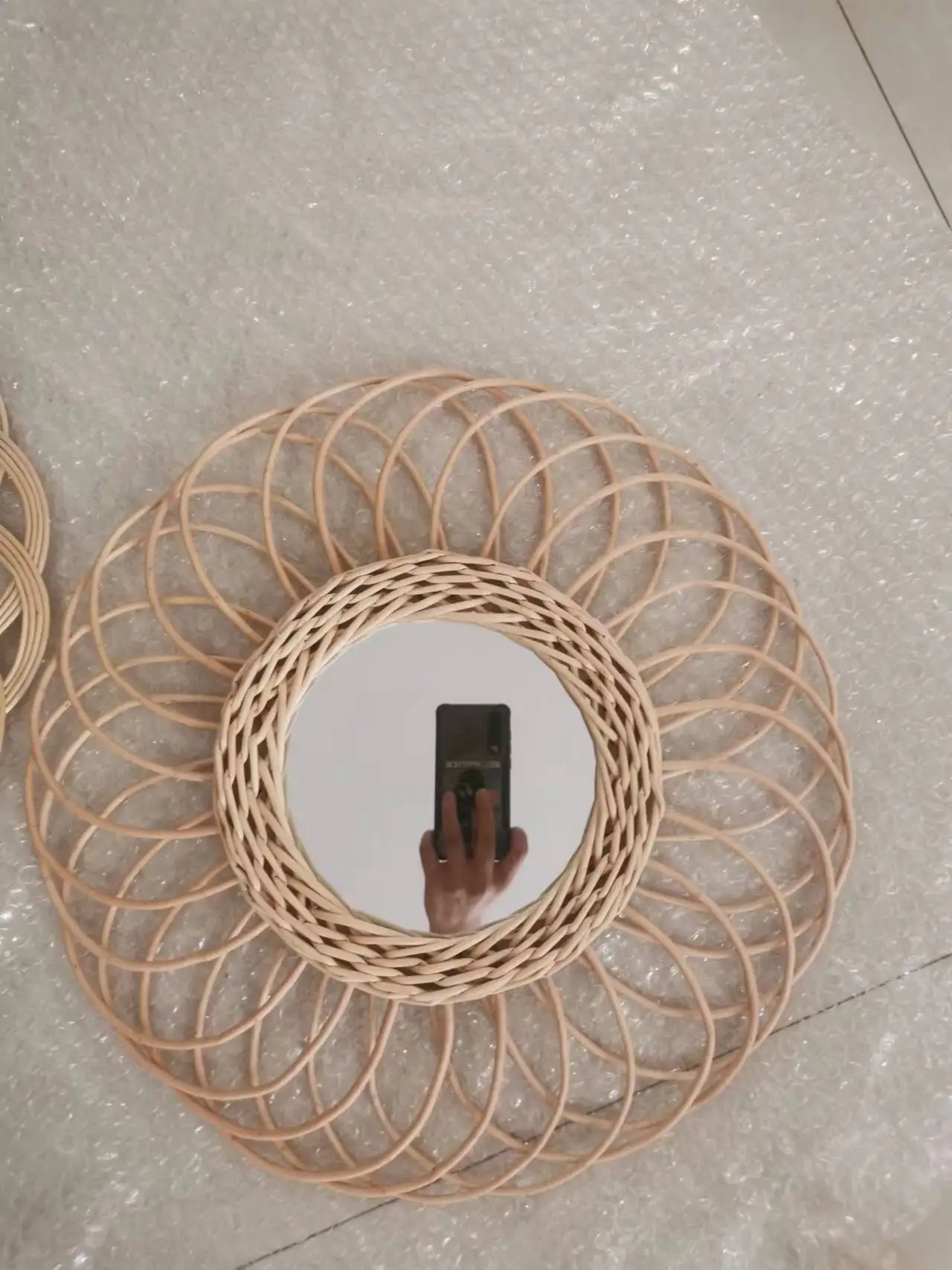 Decorative Handwoven Rattan Hanging Mirrors Home Decoration - Image 3