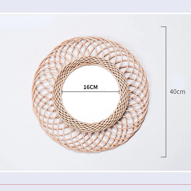 Decorative Handwoven Rattan Hanging Mirrors Home Decoration - Image 4