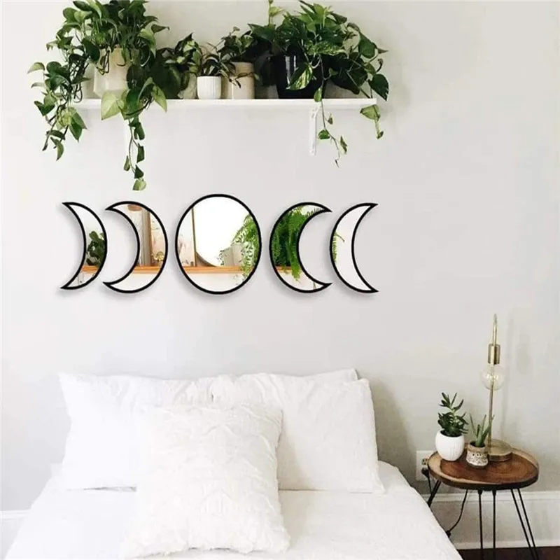 5PCS Black Acrylic Moon Wall Decorative Mirror - Image 3