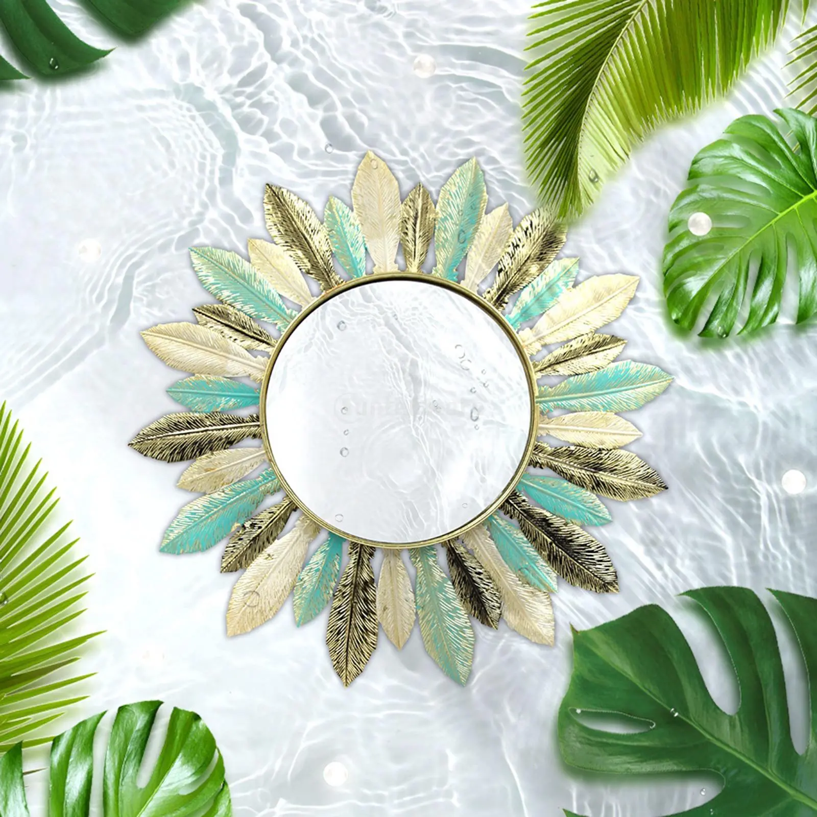 Iron Art Feather Boho Style Mirror Wall Decor - Image 2