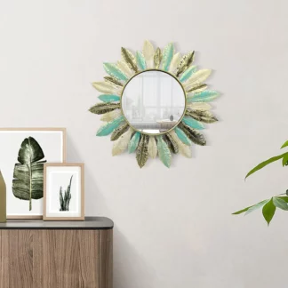 Iron Art Feather Boho Style Mirror Wall Decor