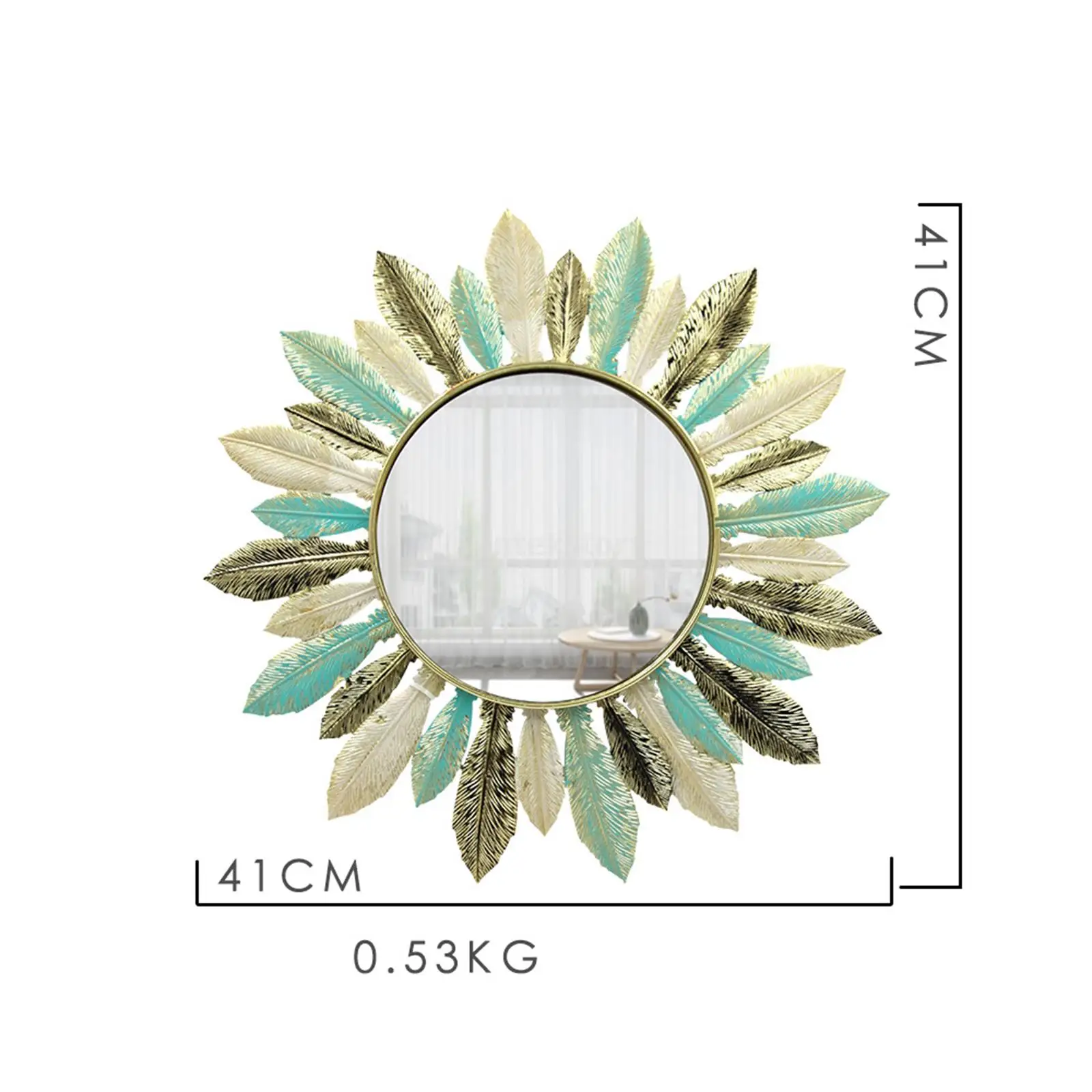Iron Art Feather Boho Style Mirror Wall Decor - Image 6