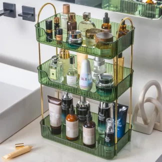 Luxury Light Green Three-Layer Shelf Cosmetics Organizer Shelf