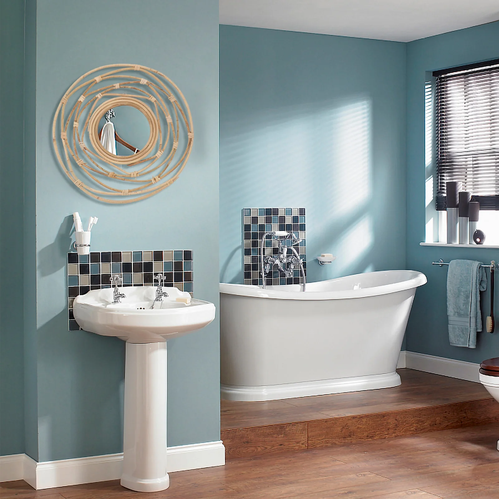 Wall Mirror Rattan Woven Wicker Decorative Frame - Image 2