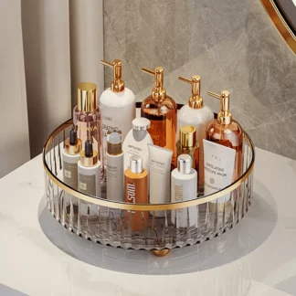 Rotating Perfume Skincare Cosmetic Organizer Light Luxury Storage Tray