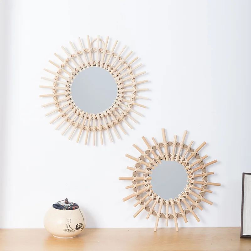 Nordic Willow Rattan Decorative Wall Mirror - Image 3
