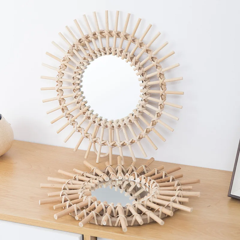 Nordic Willow Rattan Decorative Wall Mirror - Image 2
