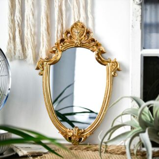 Vintage Style Oval Golden Hanging Wall Makeup Mirror