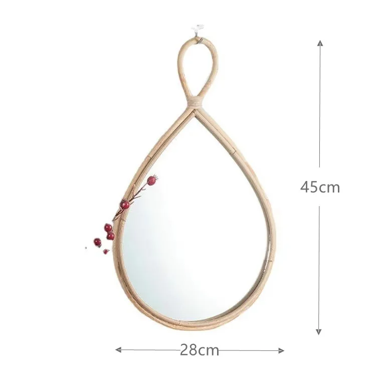 Teardrop Rattan Wall Hanging Mirror Home Decor - Image 4