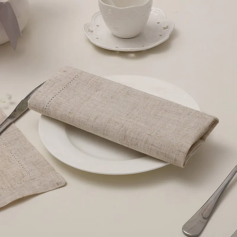 12 Pieces Hemstitched Linen Napkins Set - Image 3