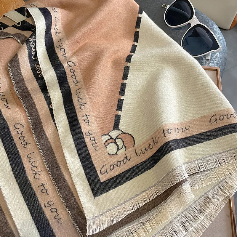 Luxury Double Sided Cashmere Warm Female Winter Scarf - Image 3