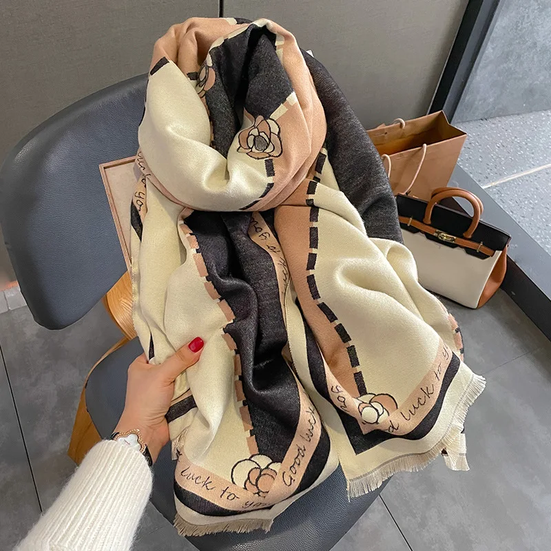 Luxury Double Sided Cashmere Warm Female Winter Scarf - Image 5