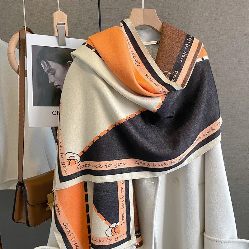 Luxury Double Sided Cashmere Warm Female Winter Scarf - Image 6
