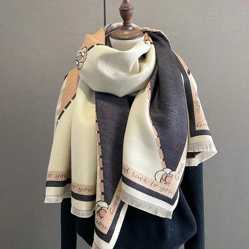Luxury Double Sided Cashmere Warm Female Winter Scarf