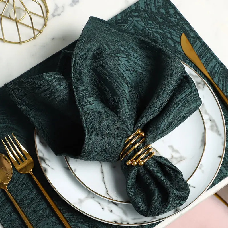 Set of 4 Luxury Dark Green Serving Napkins