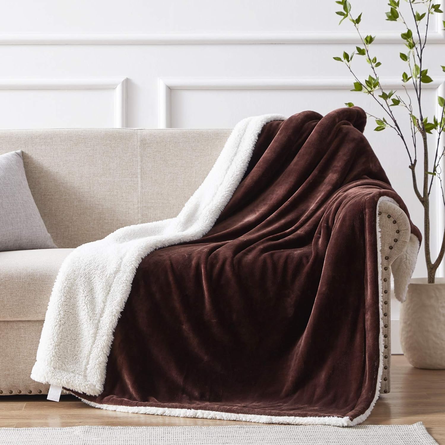 Sherpa Fleece Double Sided Wool Lightweight Throw Blanket