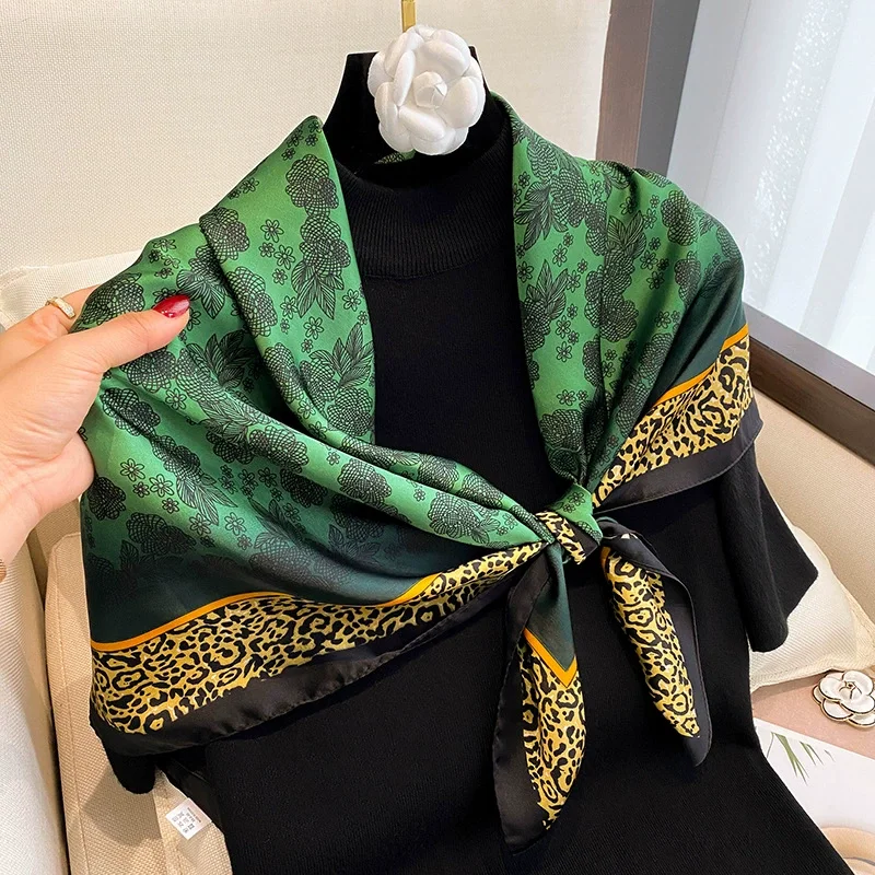 Women Scarf Silk Feeling Hair Neck Square - Image 2