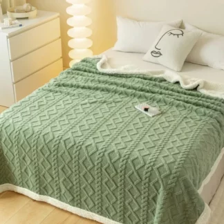 A Lamb Wool Thickened Warm Leisure Blanket for Bed