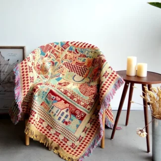 Aggcual Boho Throw Blanket Double-Sided Jacquard Knitted Sofa Blanket