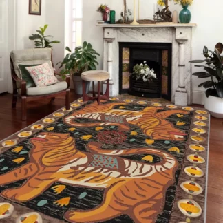 Luxury Retro Animal Abstract Printed Fluffy Rug for Home Decoration