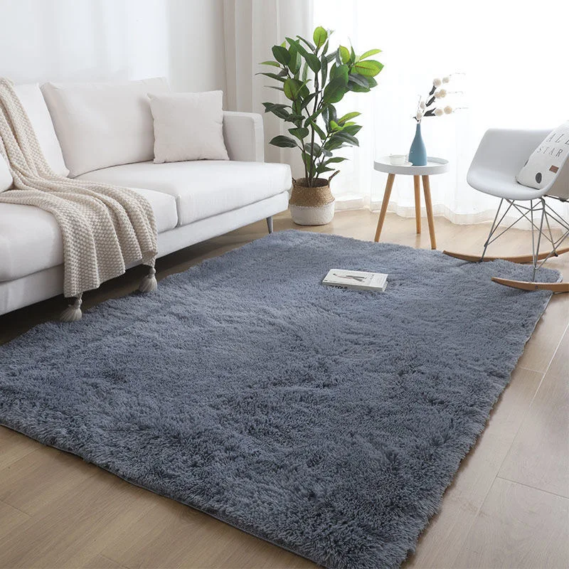 Grey Fluffy Plush Rug Carpets for Home Decor