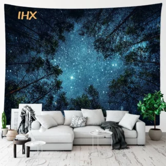 Forest Tree Starry Night  Boho Hippie Tapestry Wall Hanging