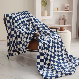 Ins Blue Checkerboard Classic Plaid Sofa Blanket