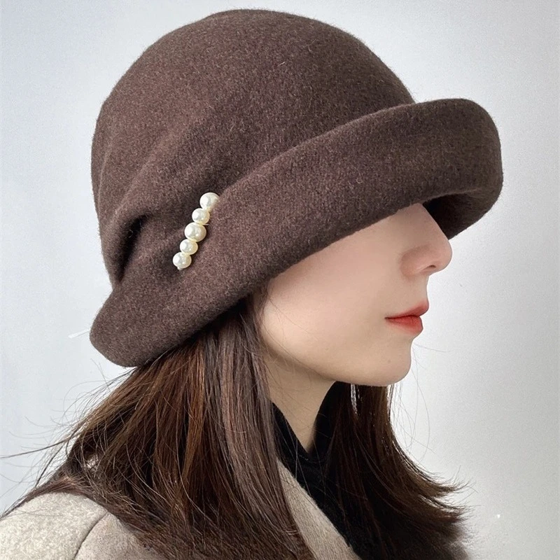 Korean High Quality Wool Blended Knitted Bucket Hats
