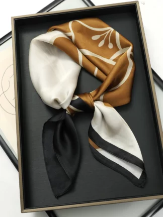 Luxury Brand 2023 Silk Square Scarf Women Cat Neck Hair, 70cm