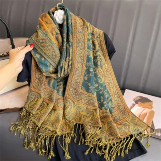 Luxury Vintage Print Cashmere Pashmina Shawl Lady Wrap Scarf