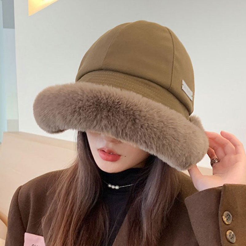 Ladies Panama Fluffy Bucket Hat Winter Warm Cold Trend Hat - Image 2