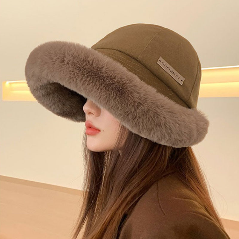 Ladies Panama Fluffy Bucket Hat Winter Warm Cold Trend Hat - Image 3