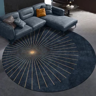 Modern Minimalist Striped Round Crystal Velvet Carpet Rug