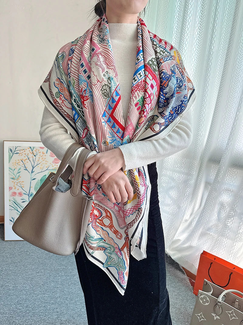 Scarf Winter Women Hems Rollerd Edge Cashmere Scarf - Image 2