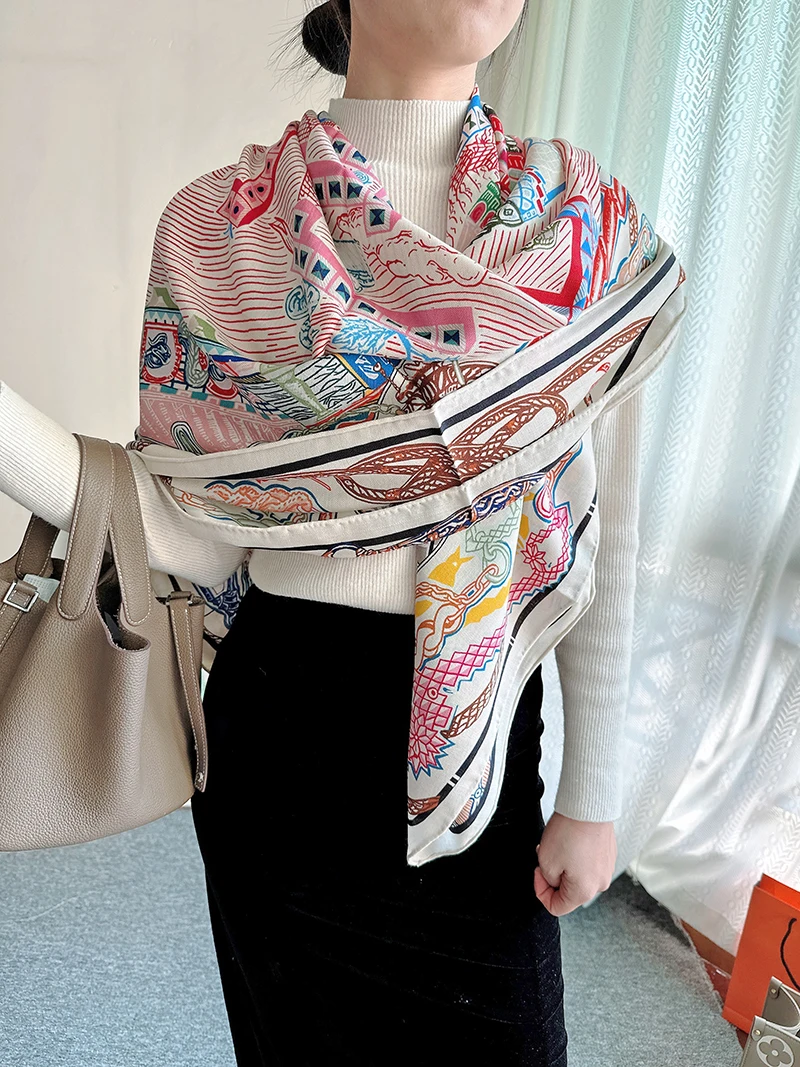 Scarf Winter Women Hems Rollerd Edge Cashmere Scarf - Image 5