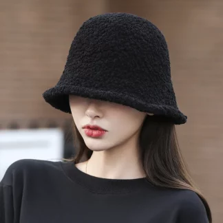 New Korean Lamb Fleece Bucket Hats Fashion Women's Hat
