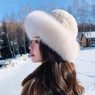 NewStyle Female Fashion Knitted Fluffy Real Rex Rabbit Fur Hat