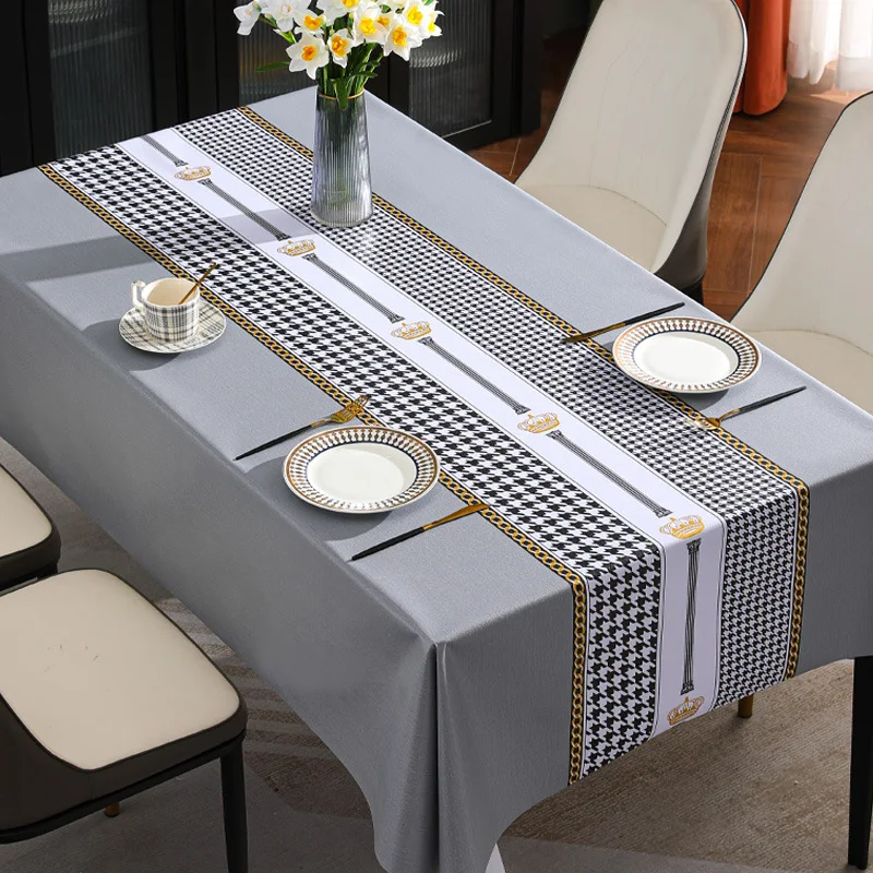 Qianniao Grid Table Cloth Waterproof and Oil Resistant