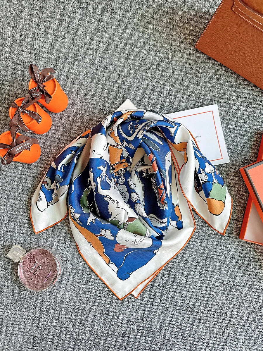 Rabbit Scarves Hems Rolled Sewn Bandanas Foulard Head Neck Hair Shawls - Image 2