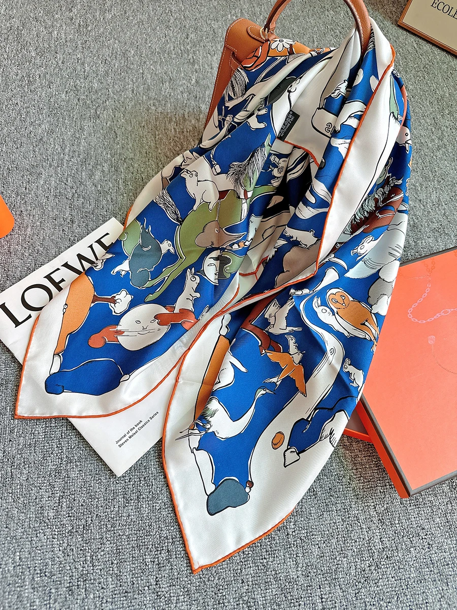 Rabbit Scarves Hems Rolled Sewn Bandanas Foulard Head Neck Hair Shawls - Image 3