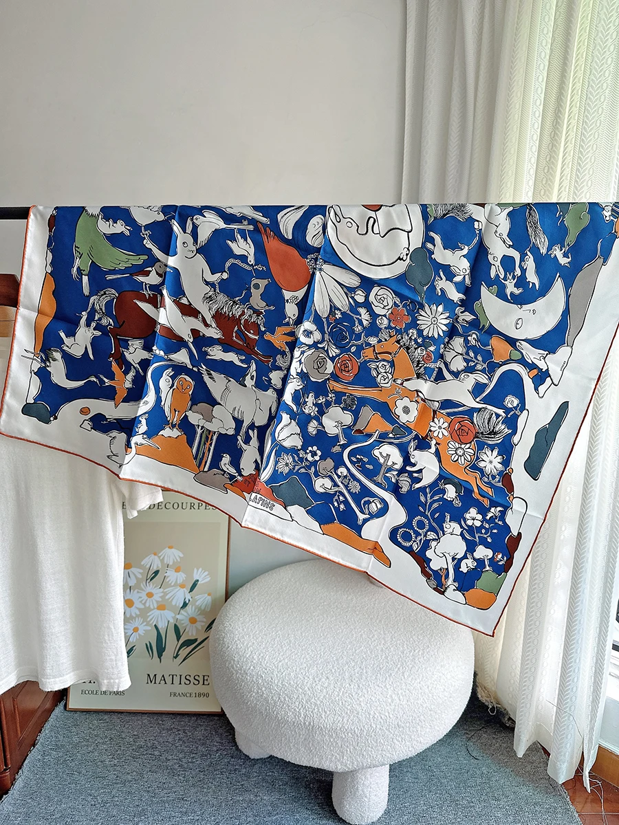 Rabbit Scarves Hems Rolled Sewn Bandanas Foulard Head Neck Hair Shawls - Image 4