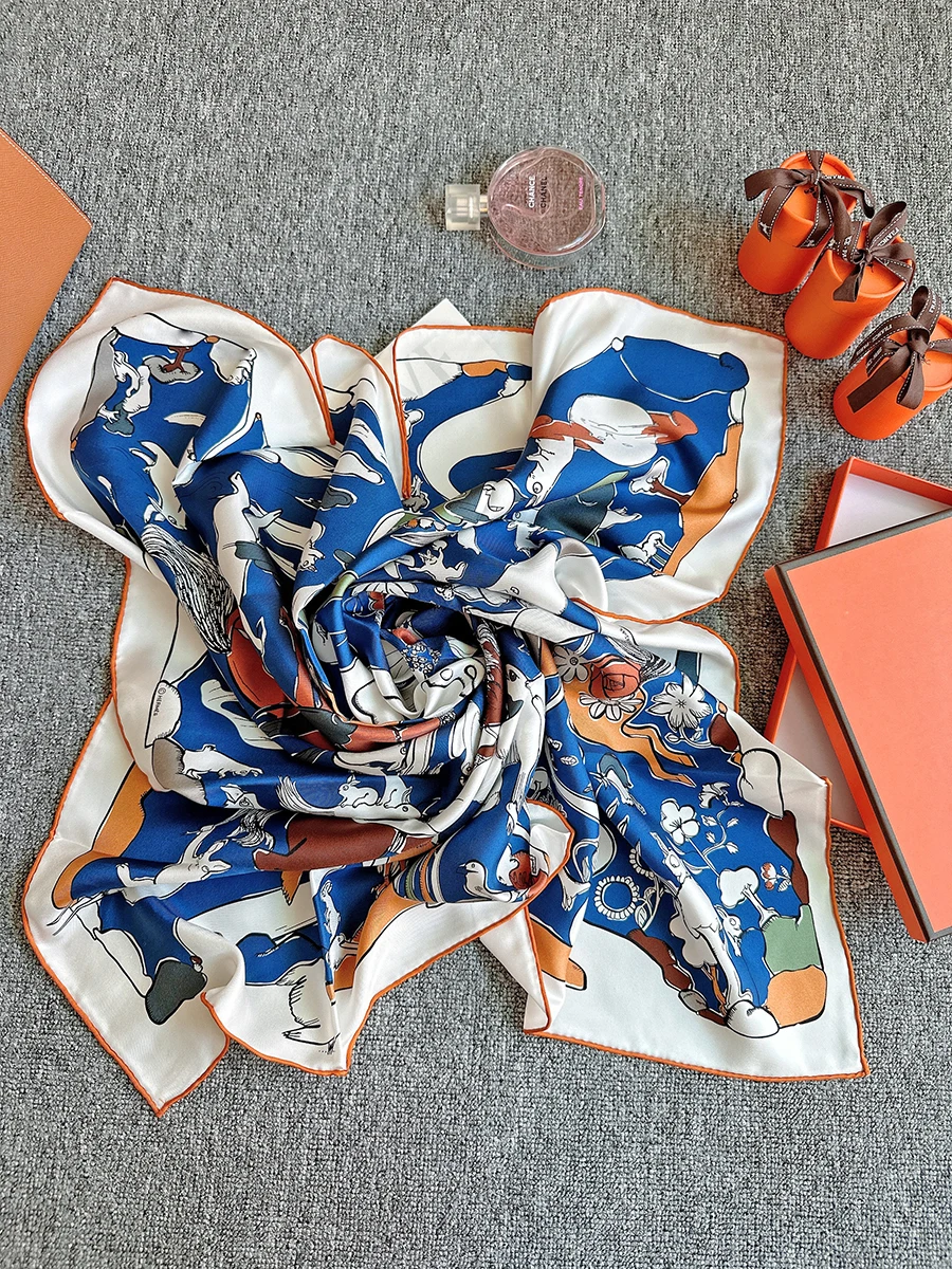 Rabbit Scarves Hems Rolled Sewn Bandanas Foulard Head Neck Hair Shawls - Image 5