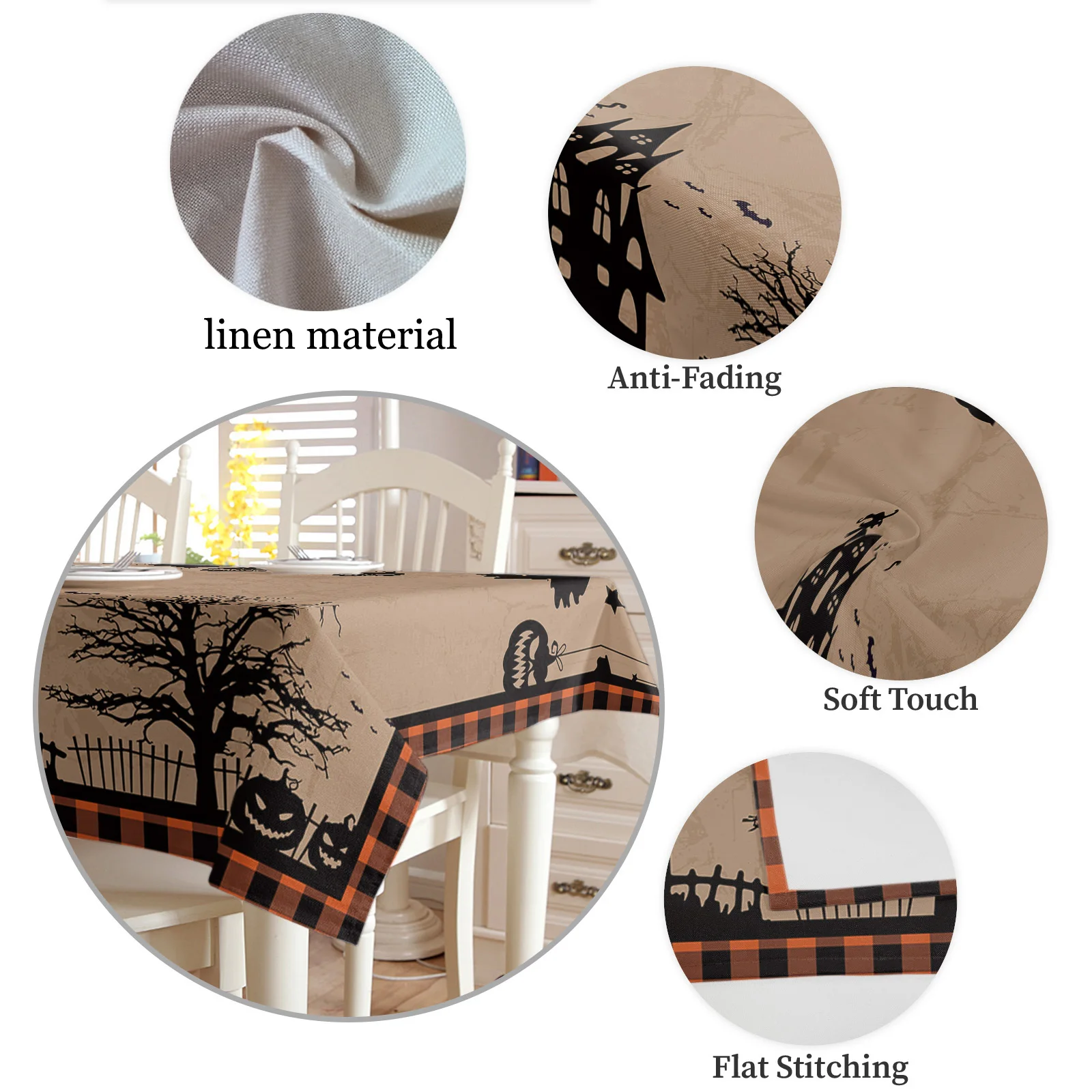 Retro Floral Linen Rectangular Tablecloth for Table Party Decoration - Image 5