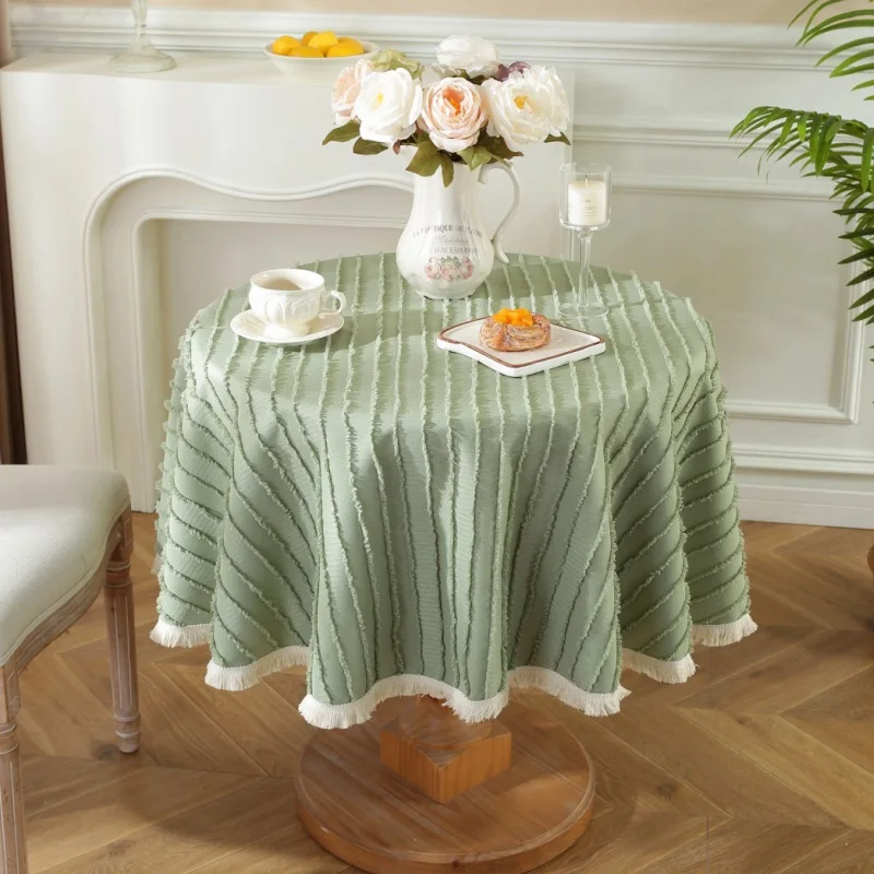 Round Avocado Green Cut Flower Coffee Table Cover